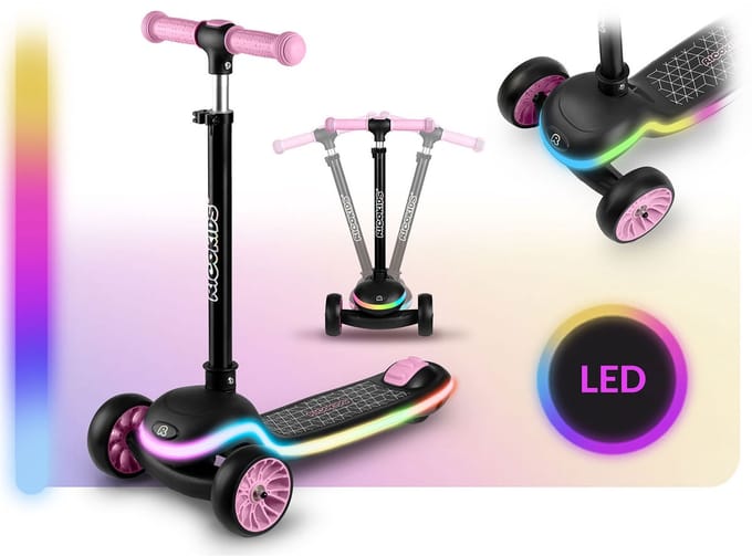 RicoKids Leddi Serie - LED-balans Step - Zwart-Roze - 20 LED-modus - Ergonomisch Ontwerp
