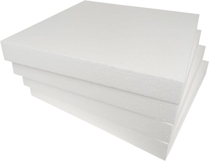 Schuimblokken van polystyreen, 40 x 40 x 5 cm, voor het knutselen van kinderen (4 stuks)