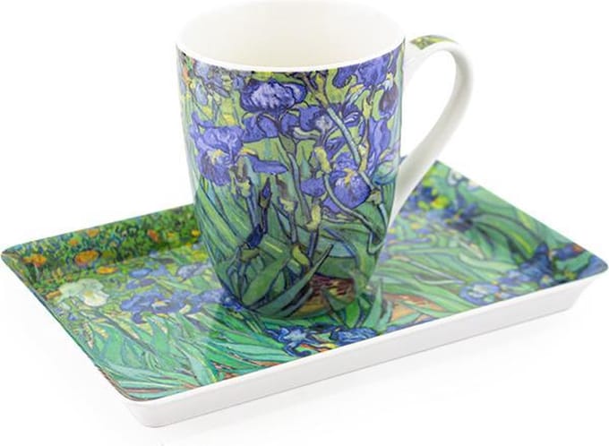 Kado set: mok en dienblaadje, Irises, Van Gogh