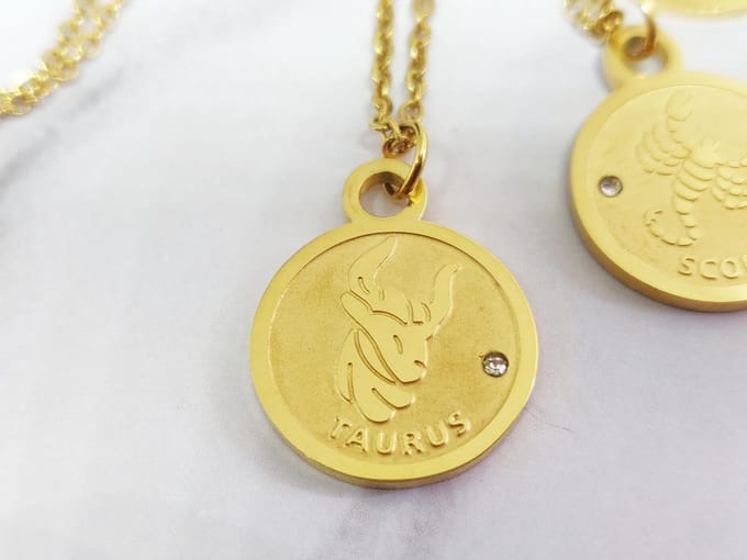 Mei's - Muse Zodiac Stier - ketting dames - RVS goud - 45 t/m 50 cm