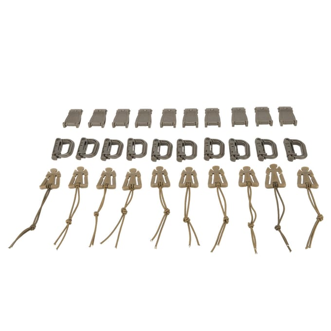 Lot de 30 pièces Sangle de clip de sac à dos avec anneau en D Grimlock Verrouillage Web Dominator Cordons élastiques gray