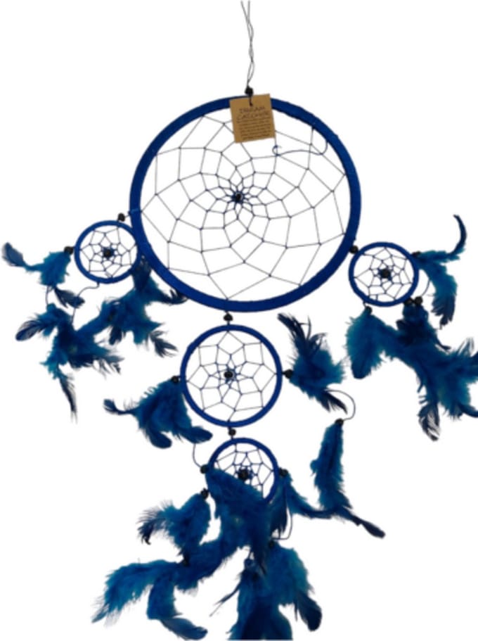 Dromenvanger - 22 cm - Blauw - alleen veren - Dreamcatcher