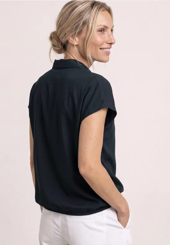 Blouseshirt met overhemdkraag en elastische zoom