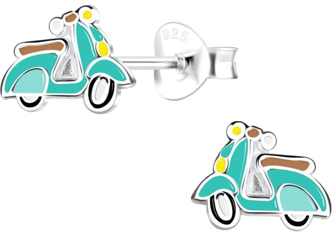 Joy|S - Zilveren scooter oorbellen - groen - 8 x 6 mm