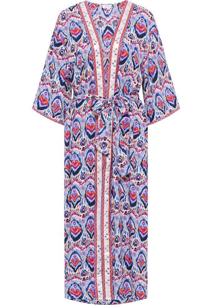 IZIA Kimono Dames Blauw Veelkleurig
