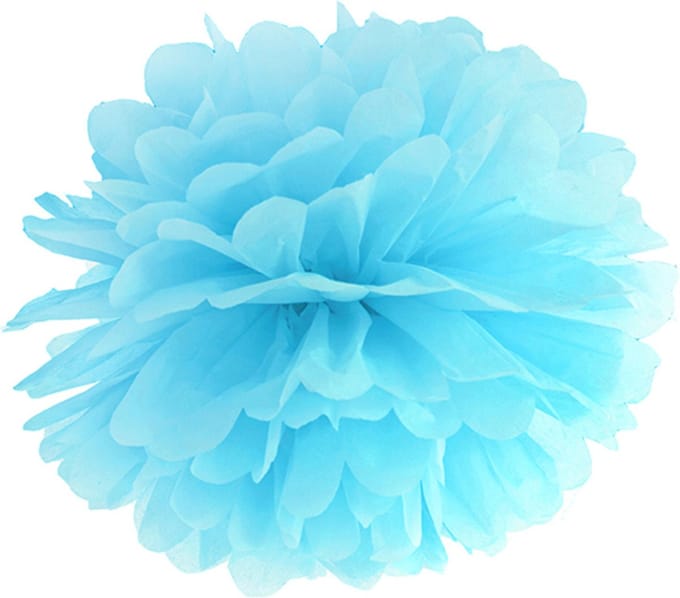 PARTYDECO - Hemelsblauwe papieren hangende pompon 25 cm