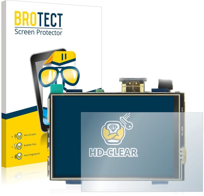 BROTECT - Screenprotector voor Raspberry Pi Touchscreen (3.5") - Folie Beschermfolie transparant 2 Stuks