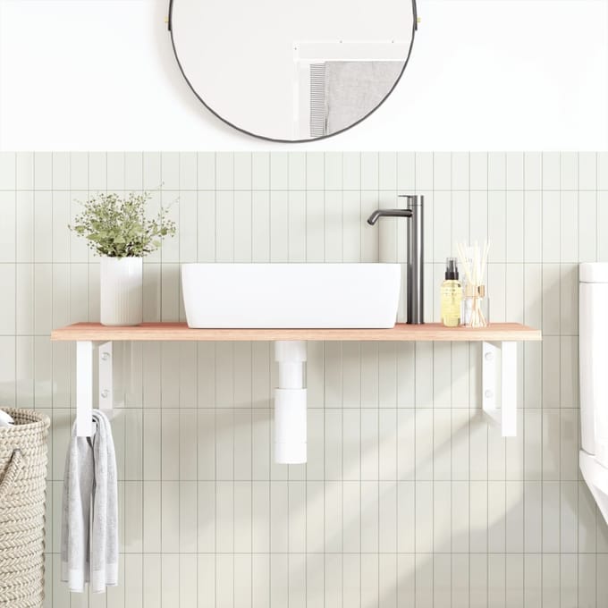 vidaXL - Badkamer - wandschap - staal - en - massief - eikenhout