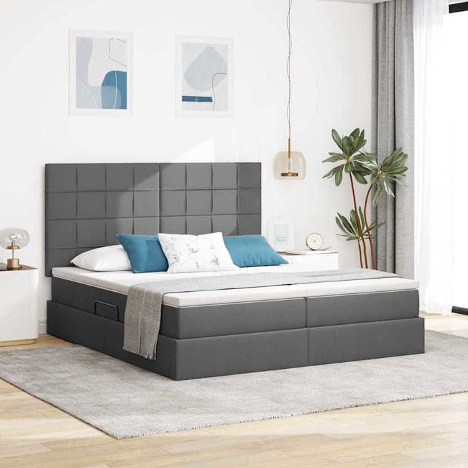 vidaXL - Opbergbed - Donkergrijs - 180 - x - 200 - cm - Stof