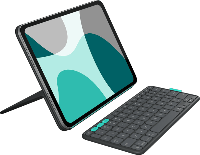 Logitech Flip Folio - keyboard and folio case full size - QWERTY - English - graphite Input Device - Keyboard and folio case - Engels - Grijs
