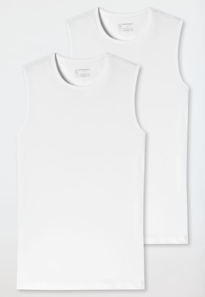 Schiesser 2 PACK Tank Top Ronde Hals 95/5 - Heren Onderhemd wit