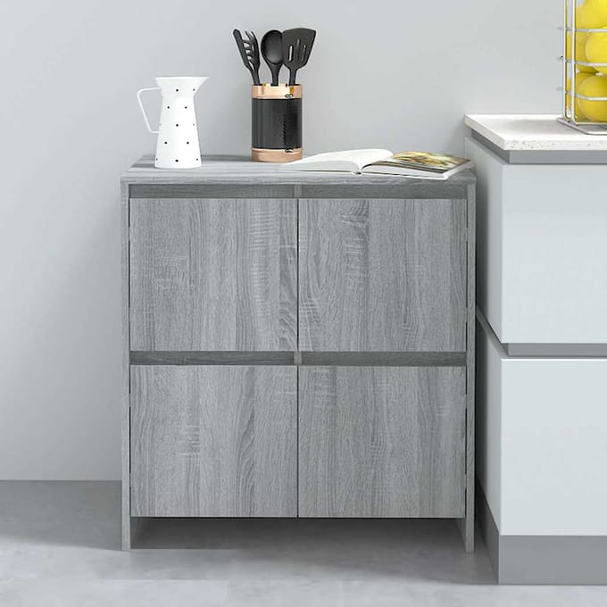 vidaXL - Dressoir - 70x41x75 - cm - bewerkt - hout - grijs - sonoma - eikenkleurig