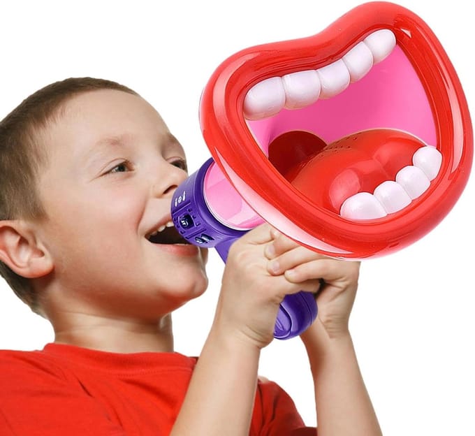 Luidspreker met Claxon - Mini Megafoon - Spraak Veranderen - Opname Functie - 174 cm Lengte - Rood