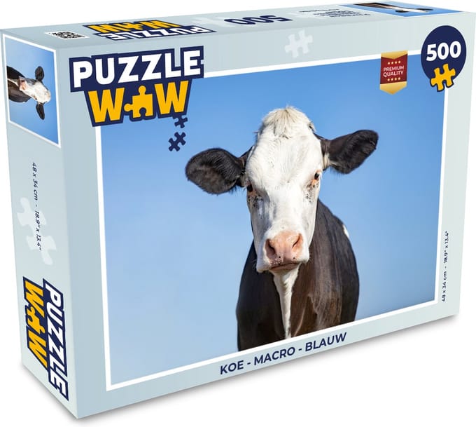 Puzzel Koe - Macro - Blauw - Legpuzzel - Puzzel 500 stukjes