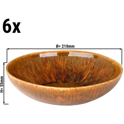 GGM Gastro (6 Stück) RUSTIQUE - Bowl / Tiefer Teller - Ø 210mm - Braun