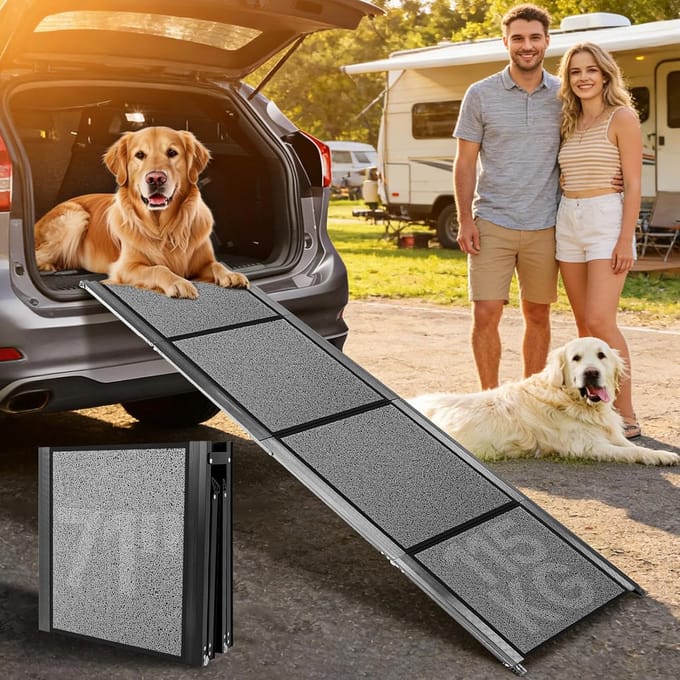 Hondenhelling Auto - Hondentrap Opvouwbaar - Veilig Instappen - Extra Breed Groot Formaat - 180 x 50 cm - Zwart