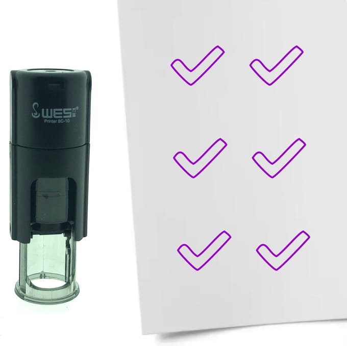CombiCraft Stempel Open vinkje 10mm rond - Paarse inkt