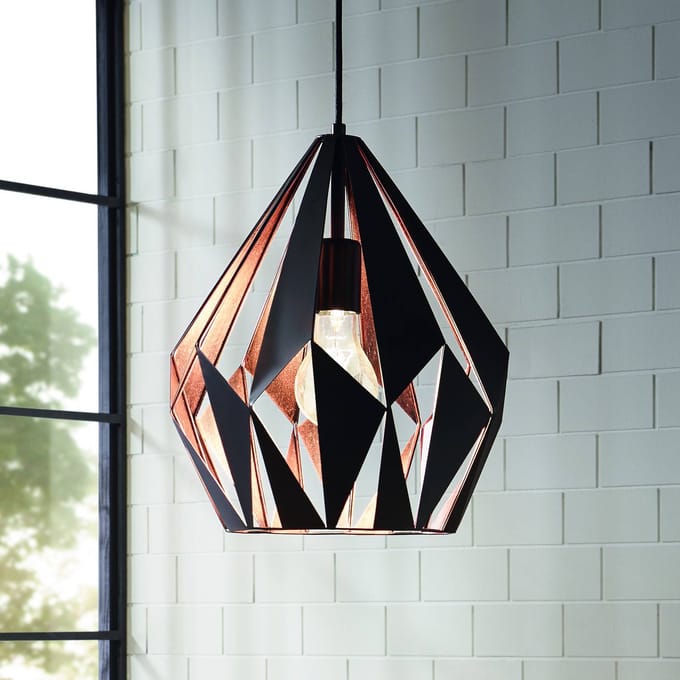 EGLO Carlton 1 Hanglamp - E27 - Ø 31 cm - Zwart/Koper
