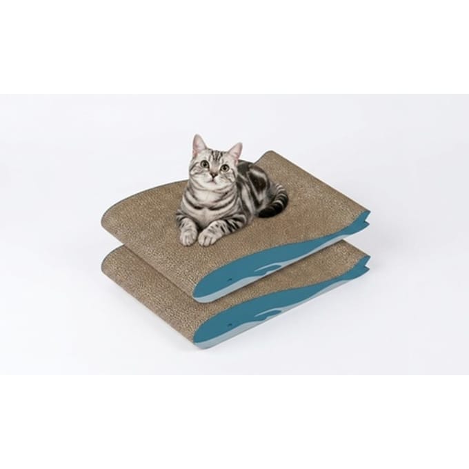 2 grote krabplanken voor katten in de vorm van een blauwe walvis