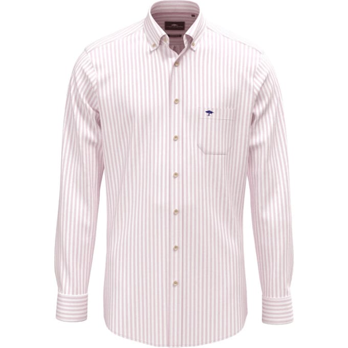 Fynch-Hatton Overhemd Allover Stripe Washed Oxford Button-Down Magnolia / male