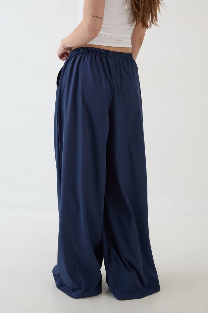 Dames Dsgn Studio Wijde Pijpenbroek | Marineblauw | Maat: Large