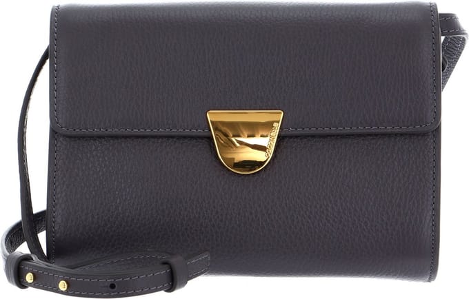 COCCINELLE Leren Schoudertas Coccinelle Ever Mini Bag Grained Leather Ardesia Donkergrijs