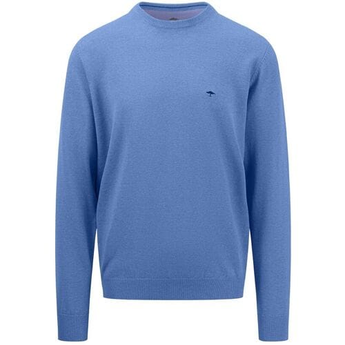 Fynch-Hatton Trui O-Neck Uni Superfine Cotton Crystal Blue / male