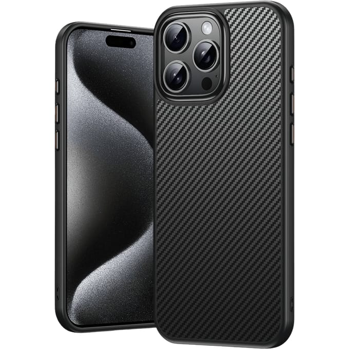 Mocaa iPhone 16 Pro Max Slim Carbon Pantser MagSafe Case Zwart