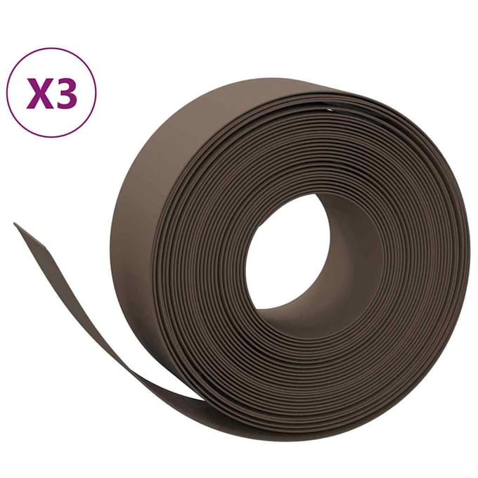 vidaXL - Tuinranden - 3 - st - 10 - m - 20 - cm - polyetheen - bruin