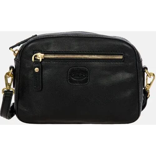 BRIC'S Leren Schoudertas Volterra Shoulderbag Black Zwart