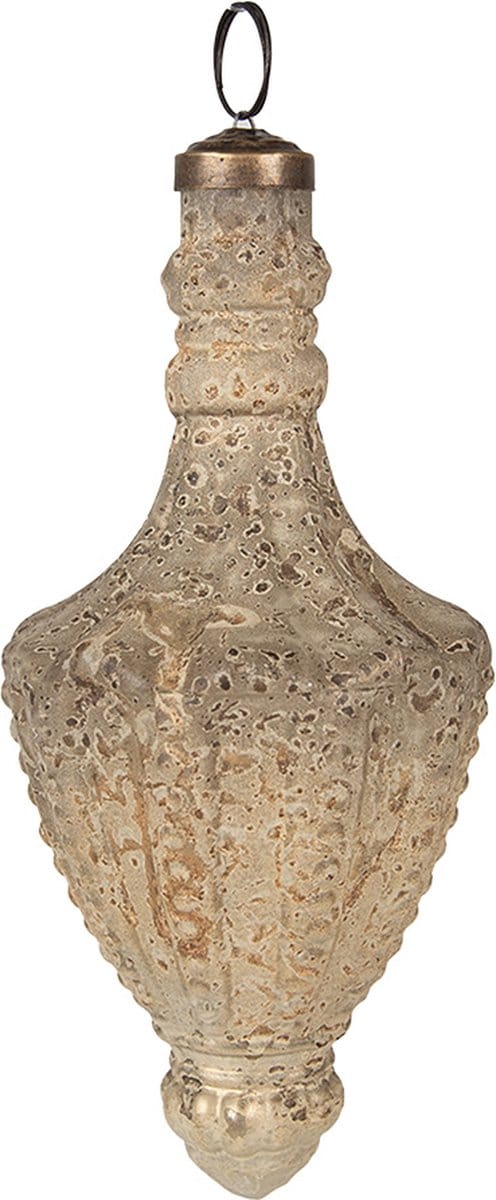 Clayre & Eef Kerstbal Overig Ø 7x17 cm Beige Glas Kerstballen
