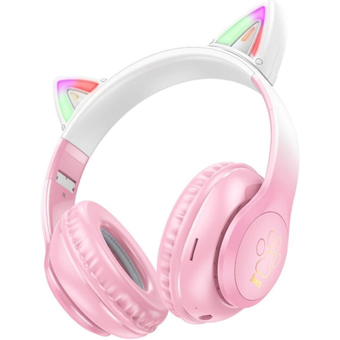 Hoco W42 Draadloze Kinder Koptelefoon met Led Kattenoortjes Max 85 dB Roze