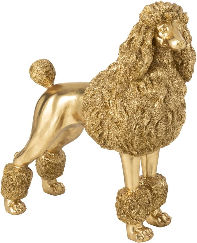 J-Line figuur Poedel Staand - polyresin - goud - large