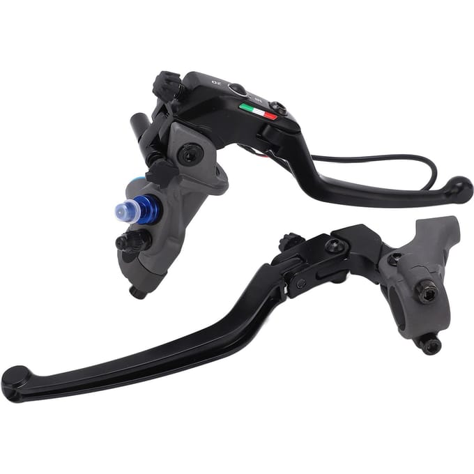 Lot de 2 embrayages de frein hydrauliques pour moto avec maître-cylindre et pompe de réservoir en alliage d'aluminium noir black