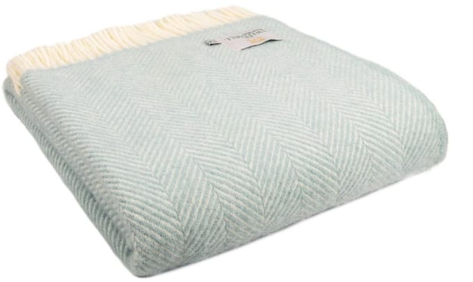 Plaid Visgraat Lichtblauw (Duck Egg) - 150x183 - Nieuw Wol - Tweedmill UK