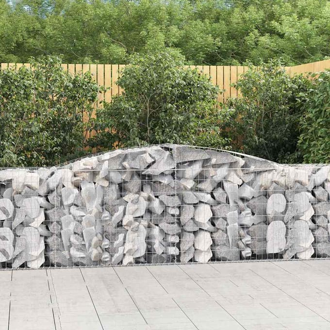vidaXL - Schanskorven - 15 - st - gewelfd - 400x50x80/100 - cm - ijzer