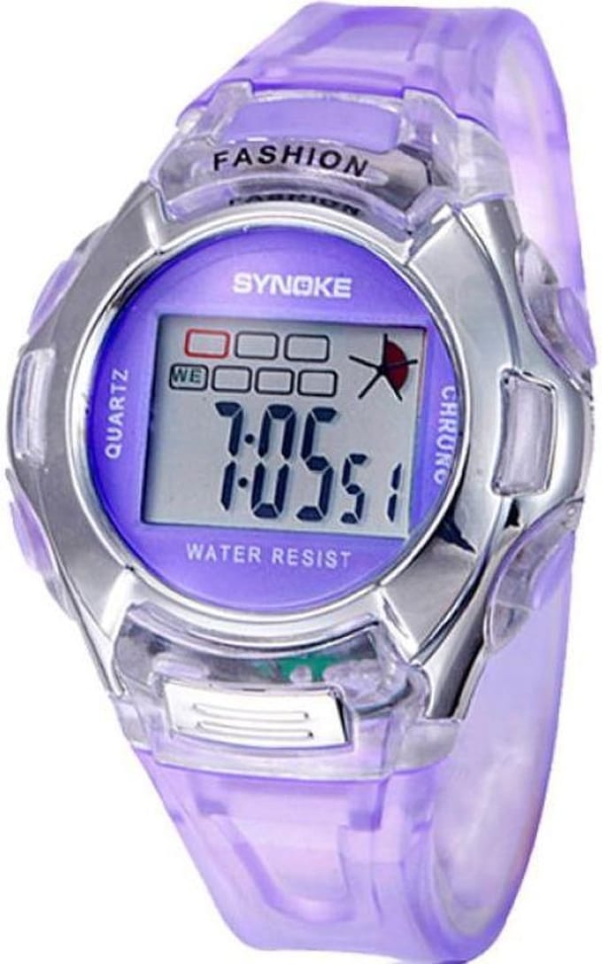 Synoke - Horloge - Siliconen - 38 mm - Paars