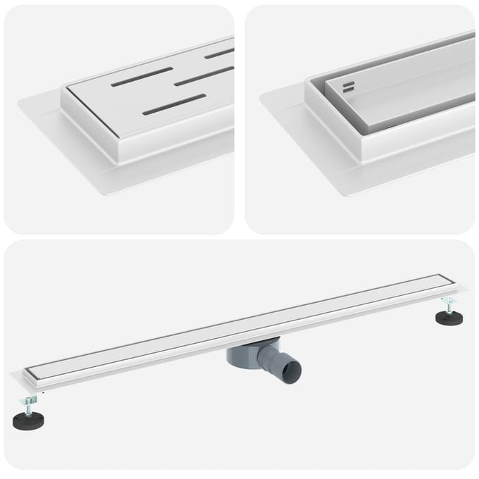 Bonde de douche 2 en 1 avec siphon à 360 degrés Argent 100 cm Acier Inoxydable 304