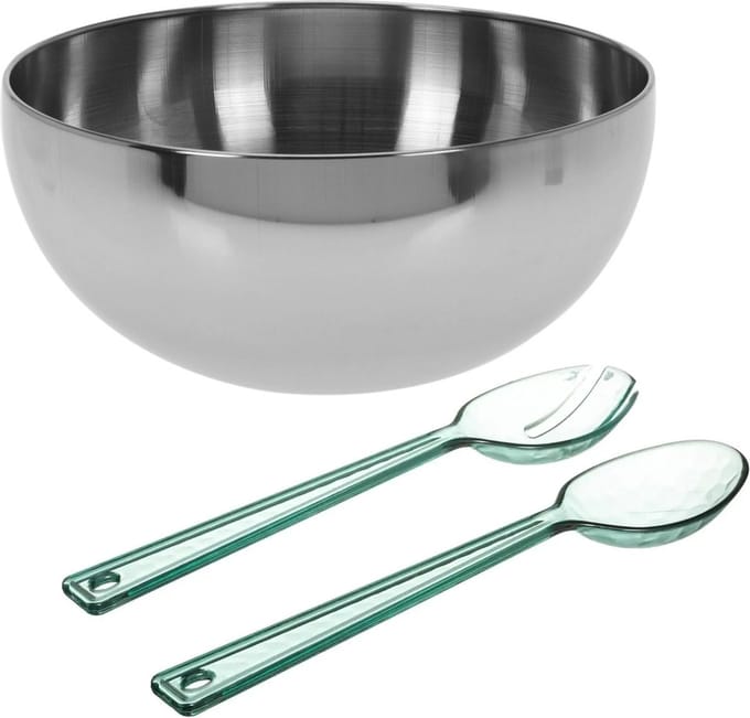 Excellent Houseware Slakom/serveerschaal en slacouvert - RVS - D24cm