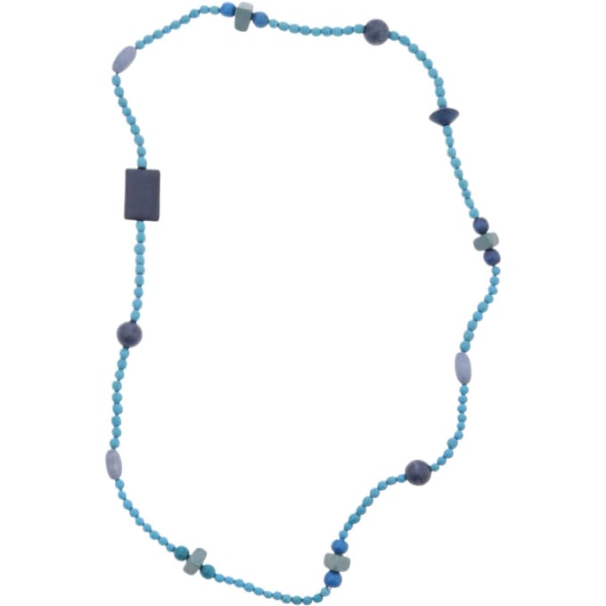 Behave – Lange ketting blauw – Boho stijl – Verweerde kralenlook