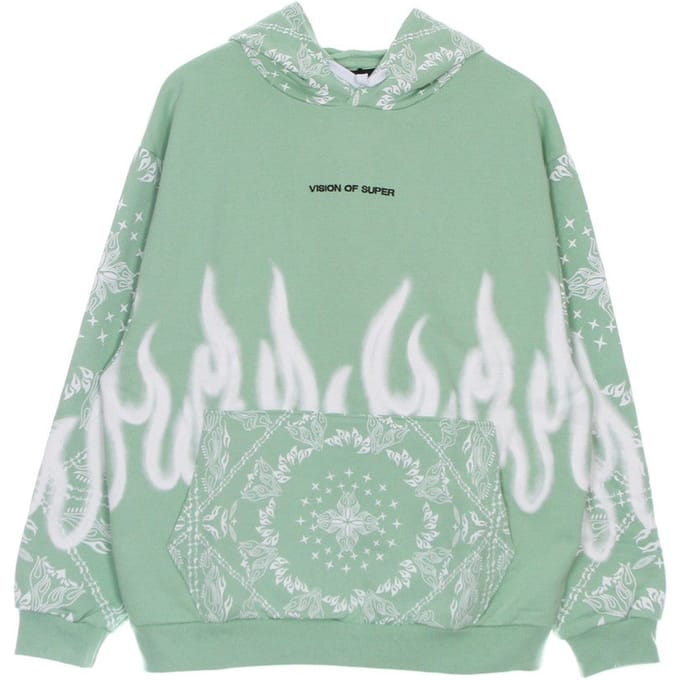 Lichtgewicht sweatshirt met capuchon en bandanaprint voor heren, groen