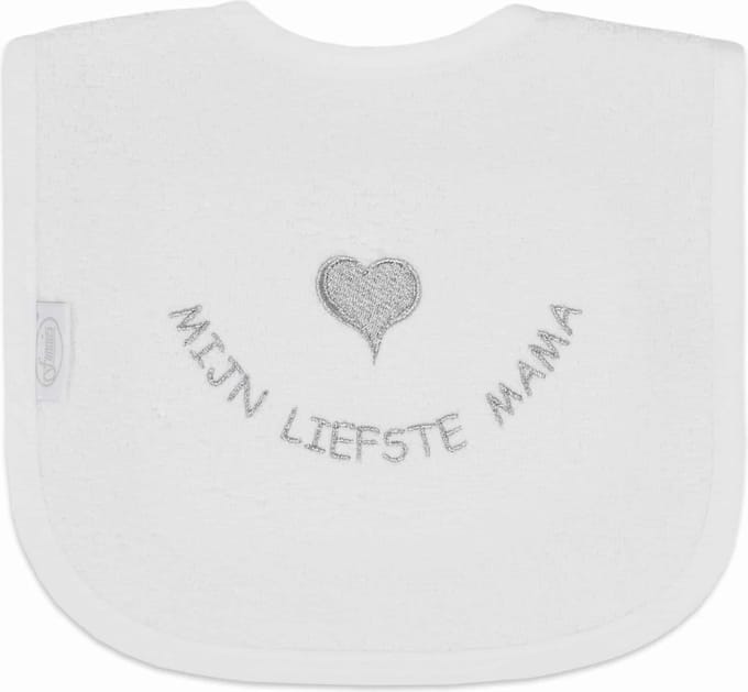 Funnies slabbetje Mijn Liefste Mama Wit/Zilver