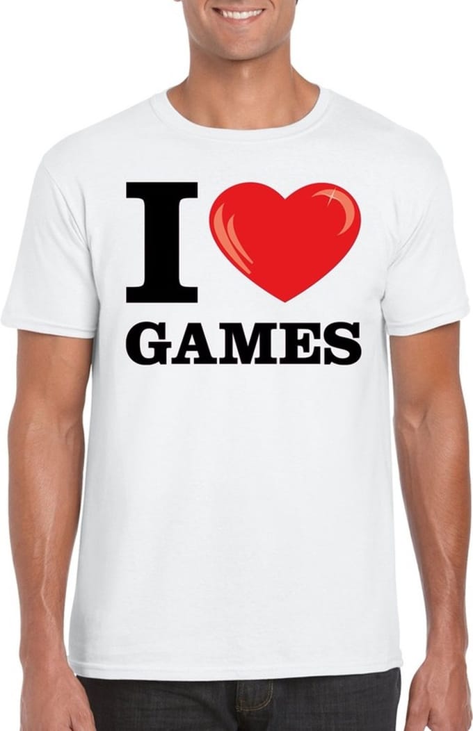 I love games t-shirt wit heren L