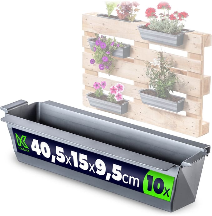 KADAX Bloempot voor Europallets, zilver, set van 10 stuks