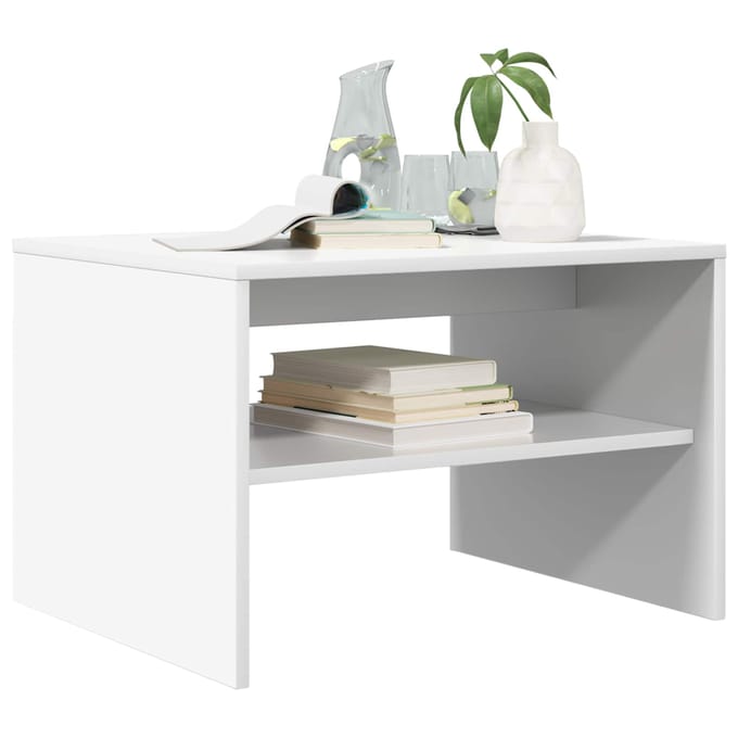 vidaXL - Salontafel - Wit - 60 - x - 50 - x - 40 - cm - Bewerkt - hout