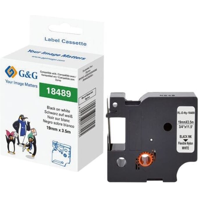 G&G Labeltape Polyamide Tapekleur: Wit Tekstkleur: Zwart 19 mm 3.5 m
