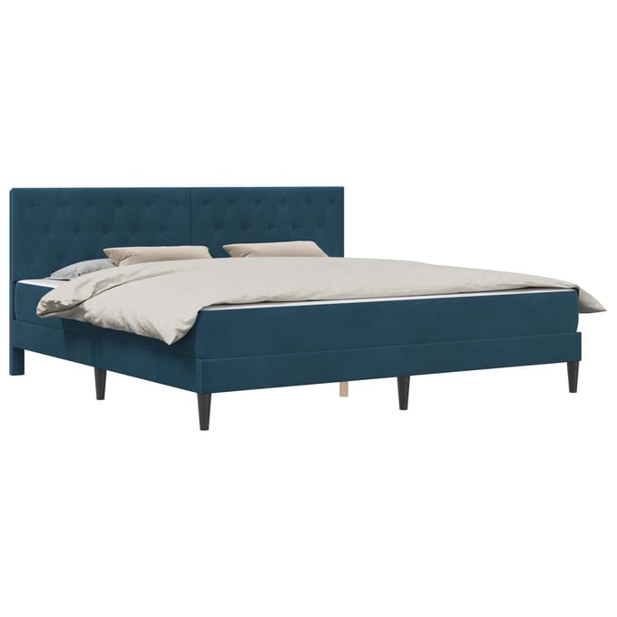 vidaXL - Bedframe - met - matras - Blauw - 200 - x - 200 - cm - fluweel