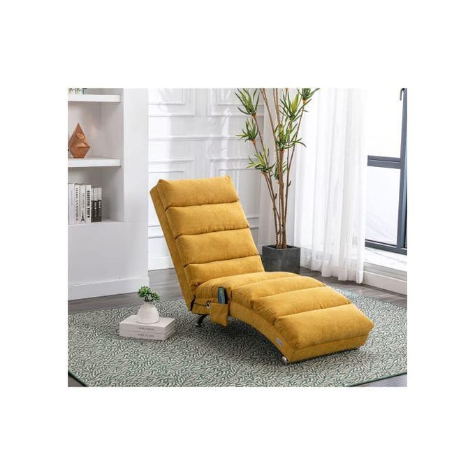 Fauteuil relax - MUVOE - Jaune moutarde - Massage électrique - Dossier ergonomique - 5 modes jaune