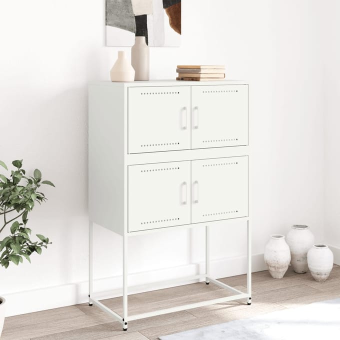 vidaXL - Dressoir - 68,5x38,5x107 - cm - staal - wit