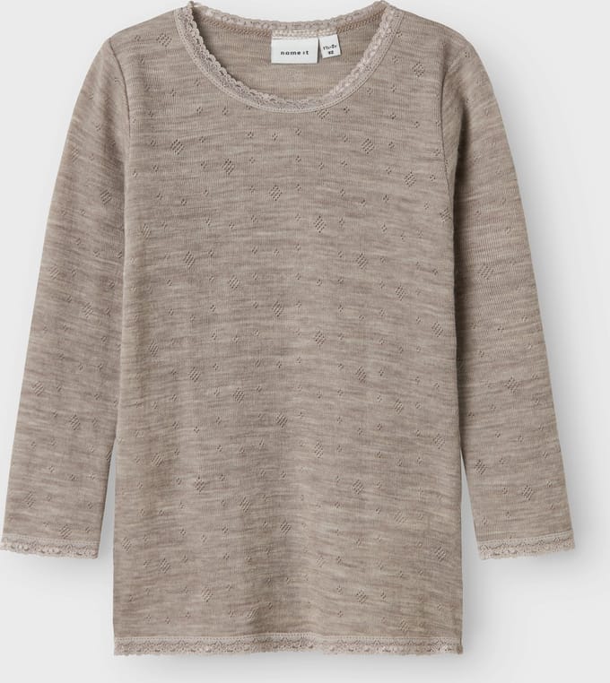NAME IT - NMFWANG WOOL NEEDLE LS TOP SOLID NOOS - Meisjes - Lange mouwen shirts